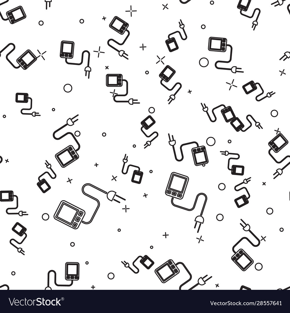 Black line sensor icon isolated seamless pattern vector image Black line sensor icon isolated seamless pattern