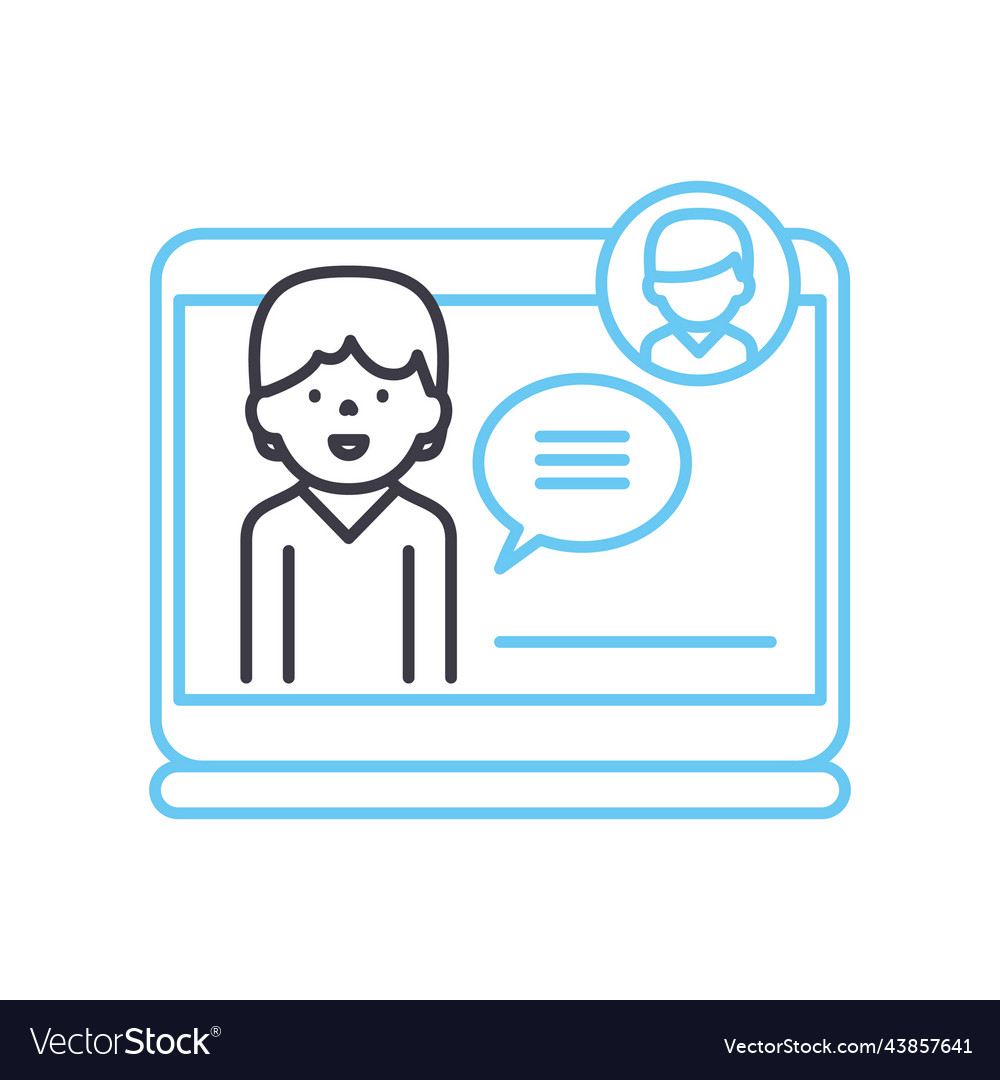 Conference call line icon outline symbol Vector Image