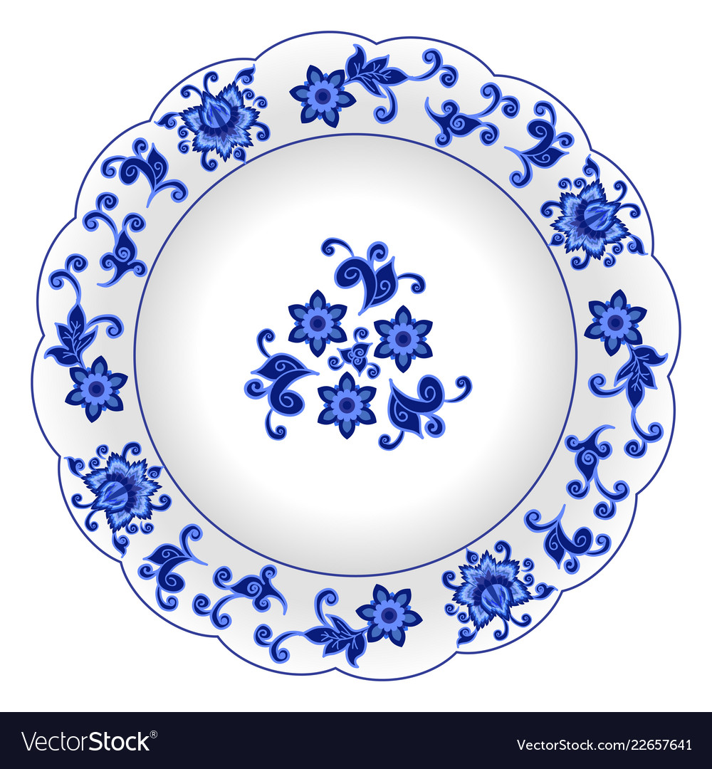 Decorative Porcelain Plate Royalty Free Vector Image