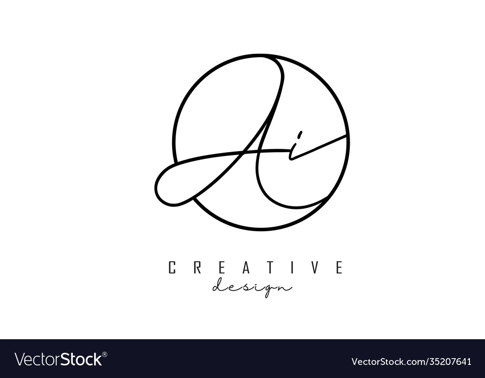 Handwriting letters ai a i logo design Royalty Free Vector