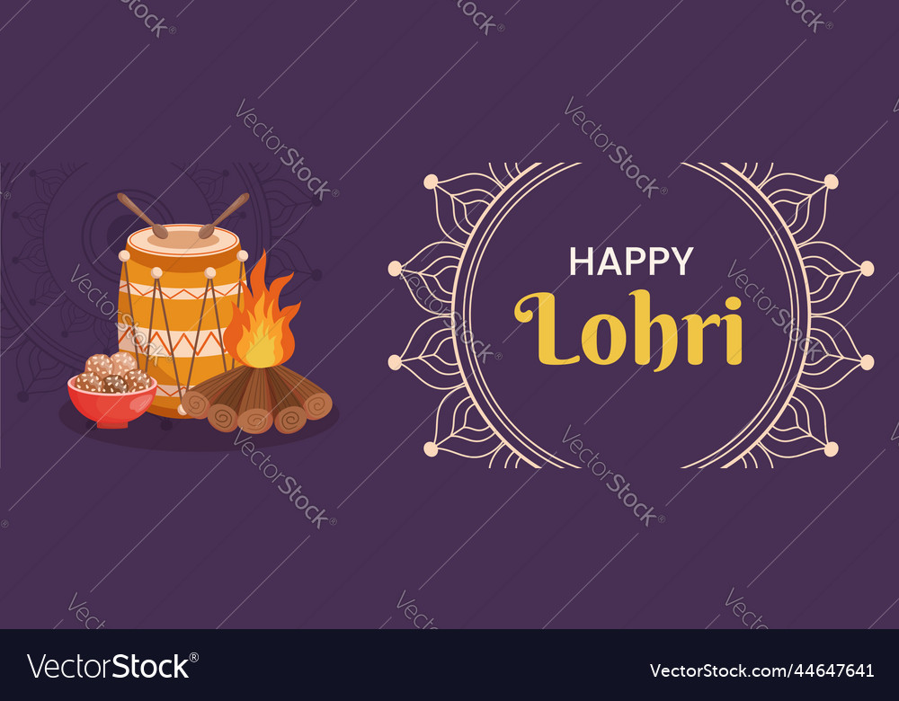 Horizontal banner template happy lohri flat design