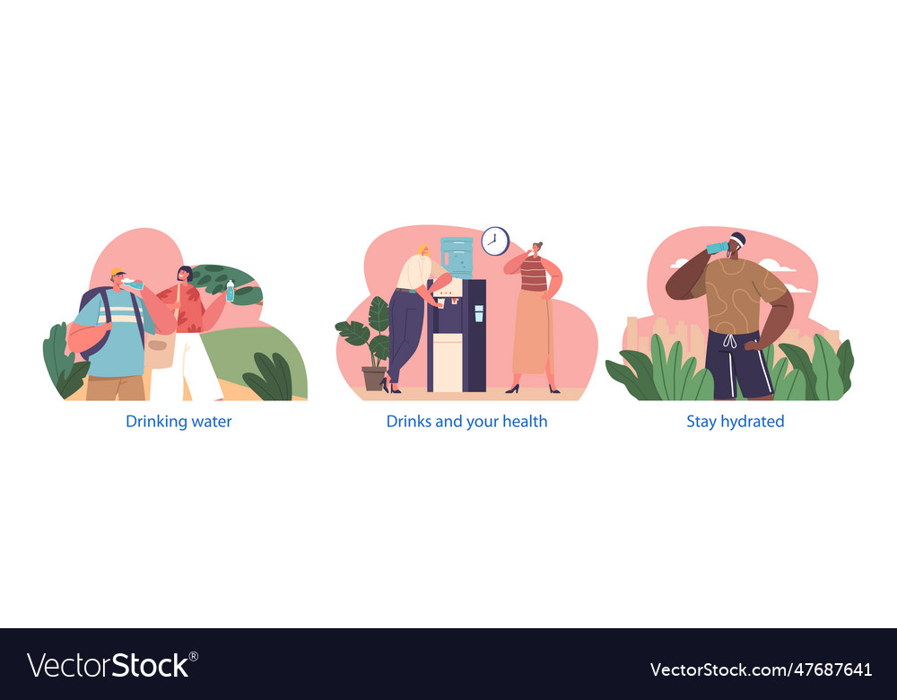 Isolated elements with characters consume water vector image Isolated elements with characters consume water