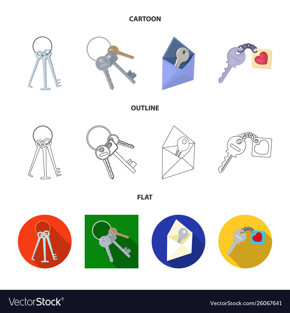 Isolated object key and protection icon set