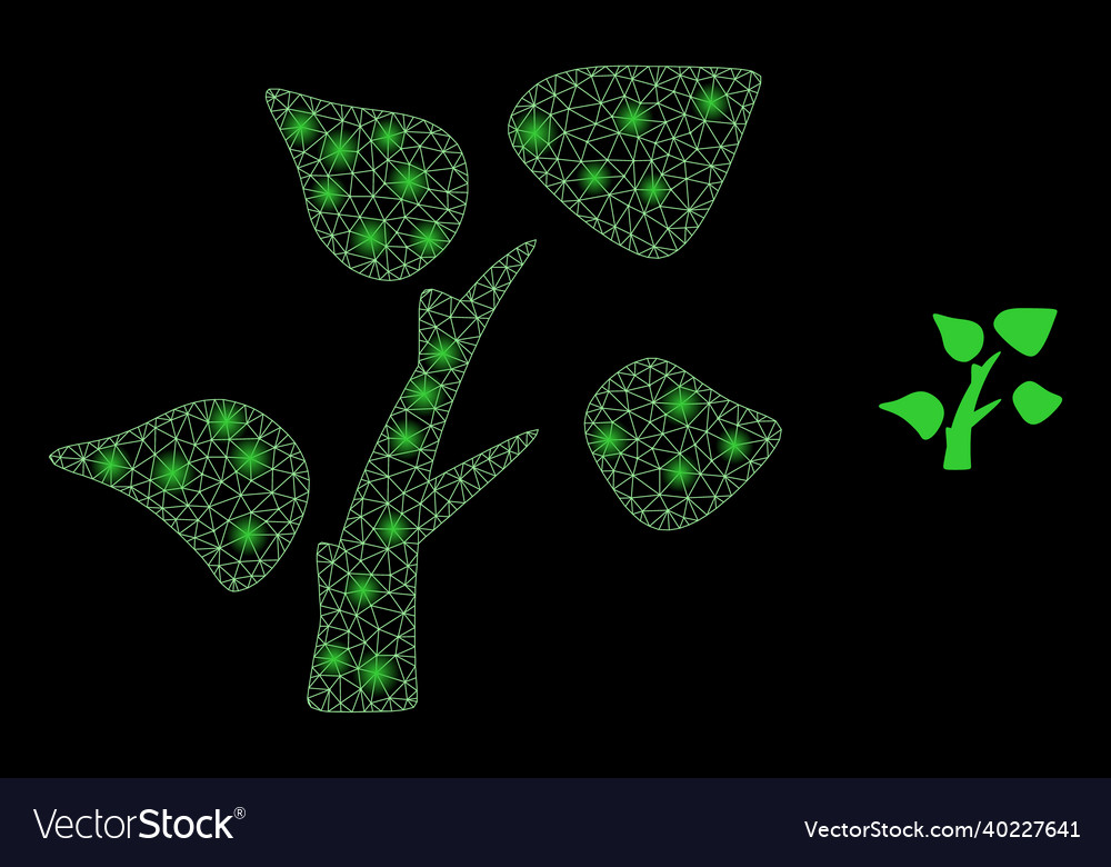 Mesh net tree plant with illumitated vector image Mesh net tree plant with illumitated