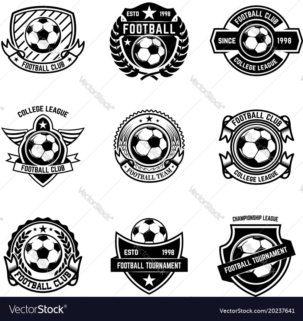 Set of winged emblems with soccer ball design Vector Image