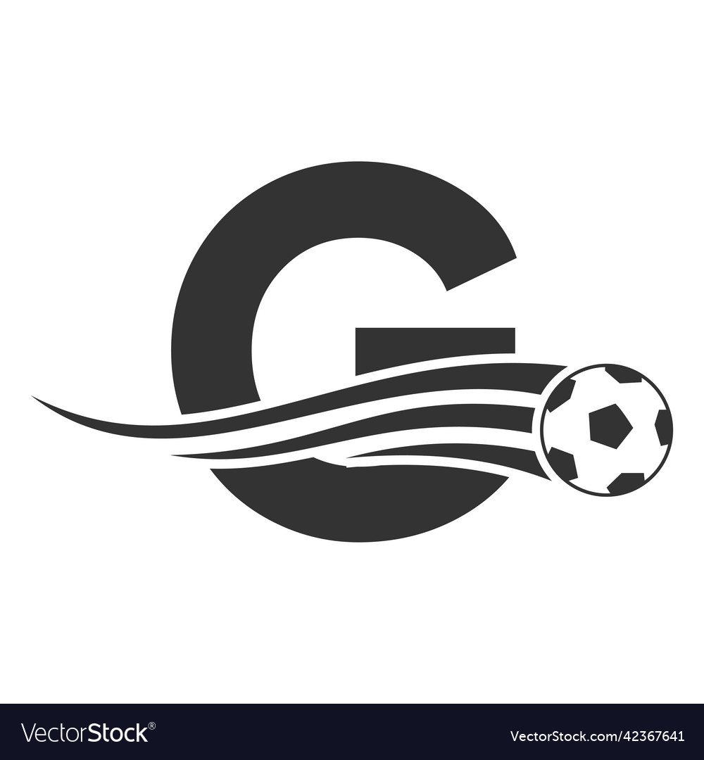 Soccer football logo on letter g sign club Vector Image