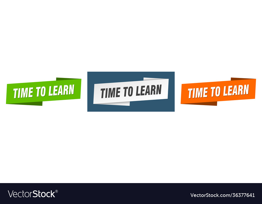 Time to learn banner ribbon label