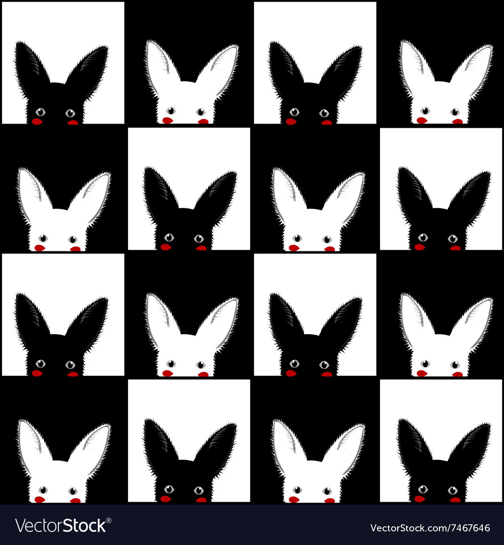 Black white rabbit chess board background