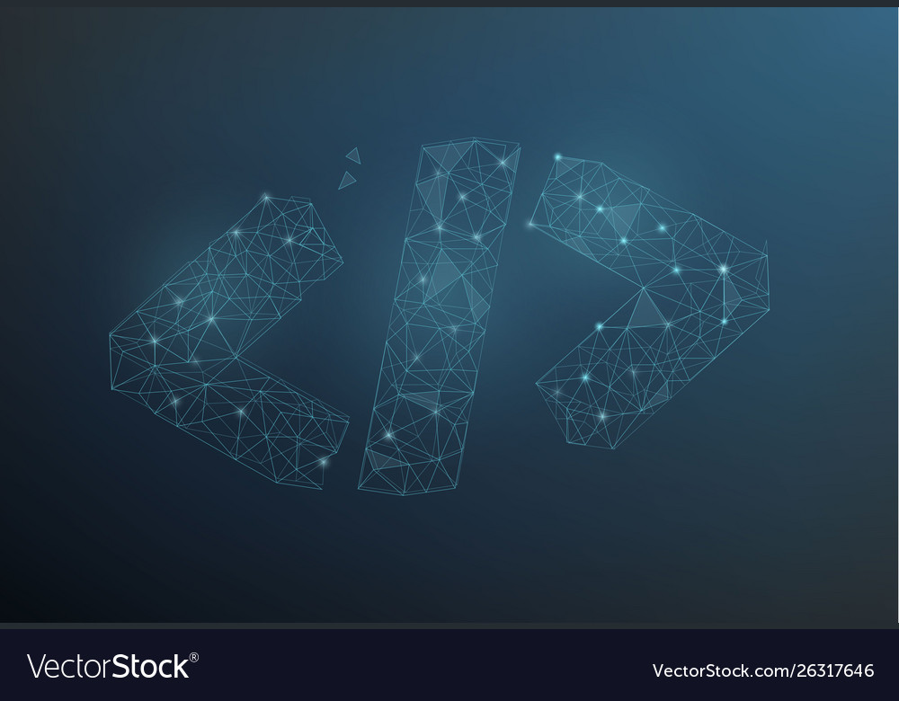 Code symbol in polygonal wireframe style concept