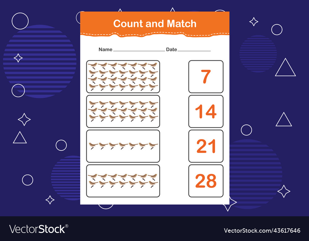 Count and match with the correct number how Vector Image Count and match with the correct number how