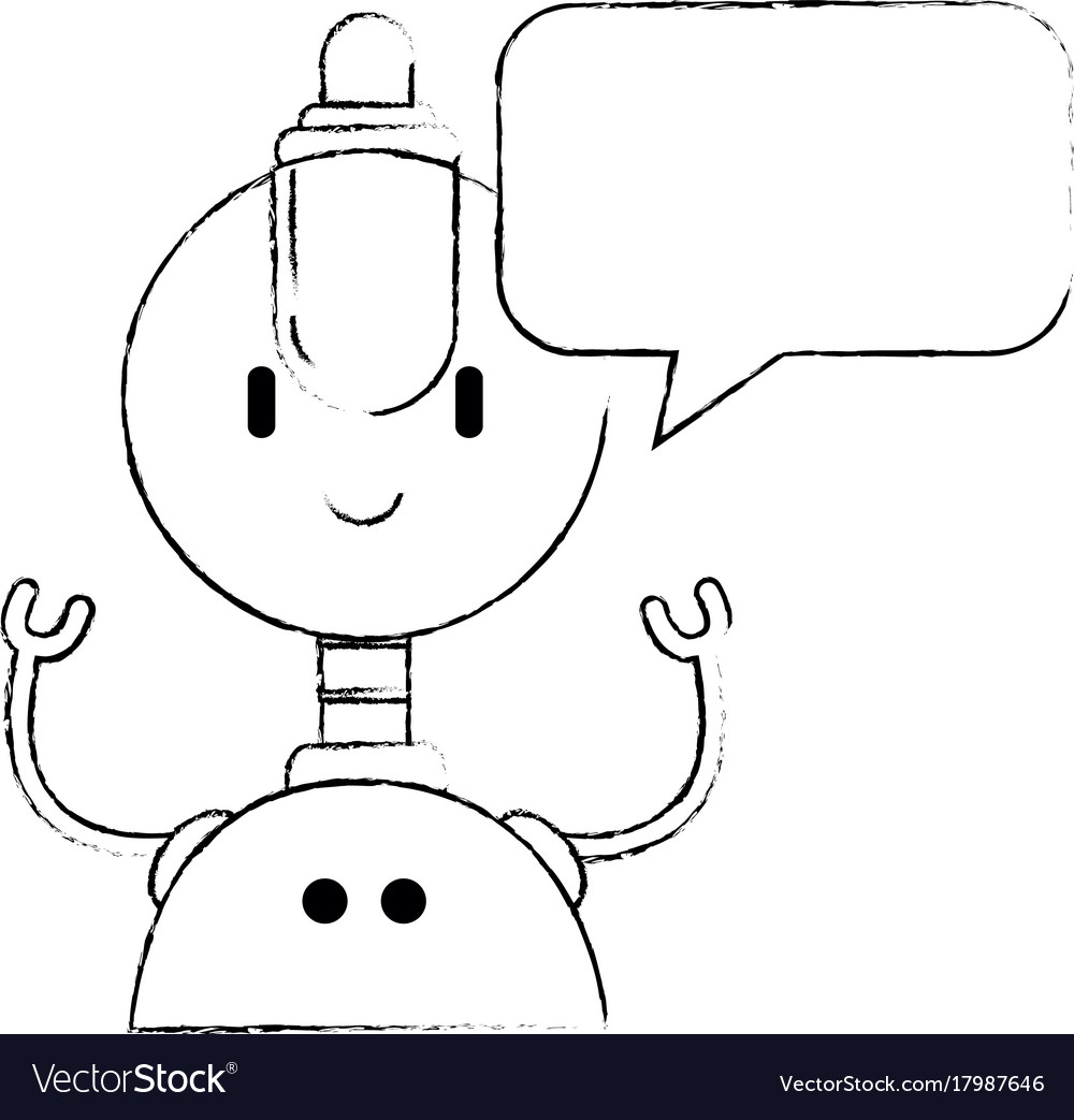 Electronic robot with speech bubble character