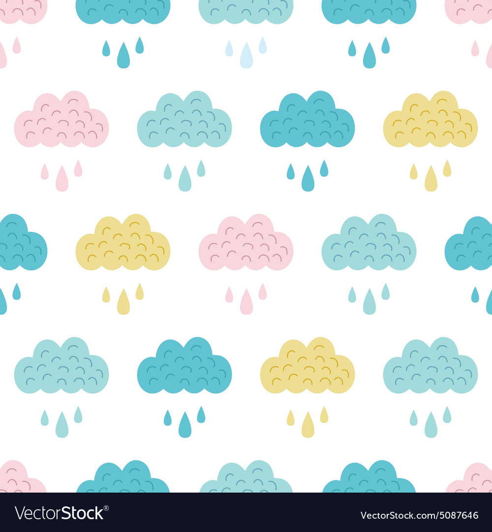 Fun colorful clouds seamless pattern