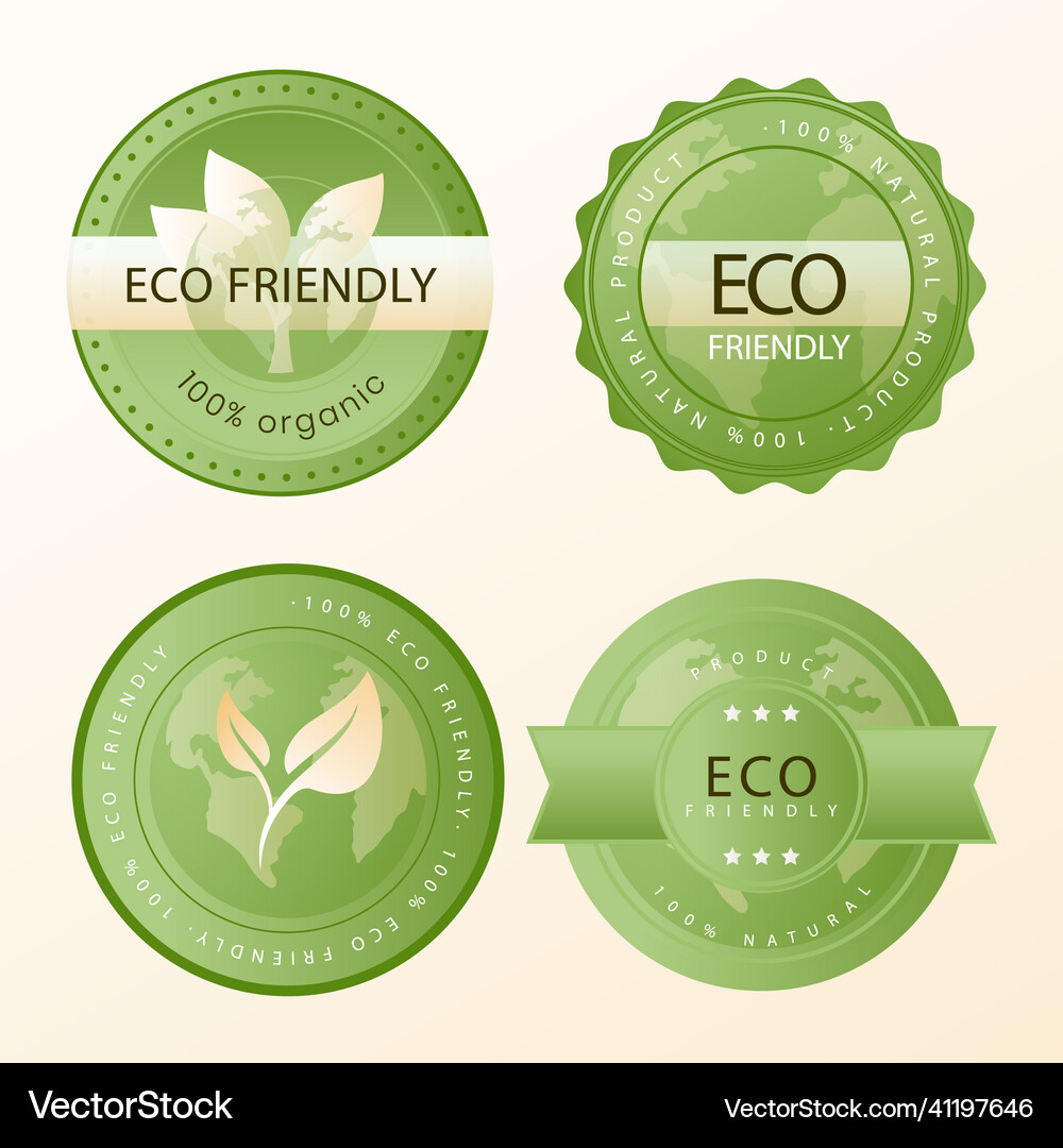 Gradient eco friendly labels Royalty Free Vector Image
