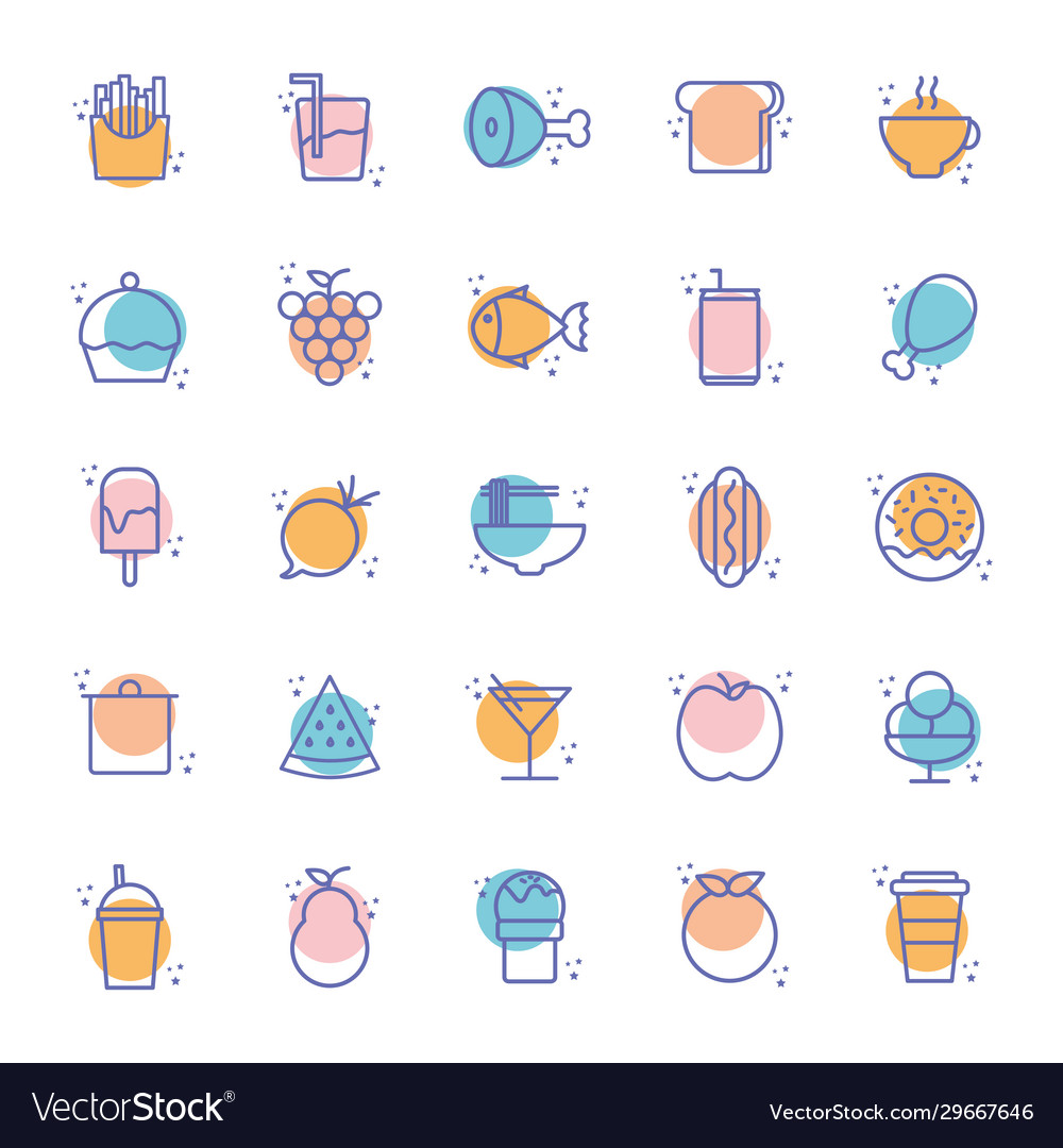 Isolated food block line style icon set