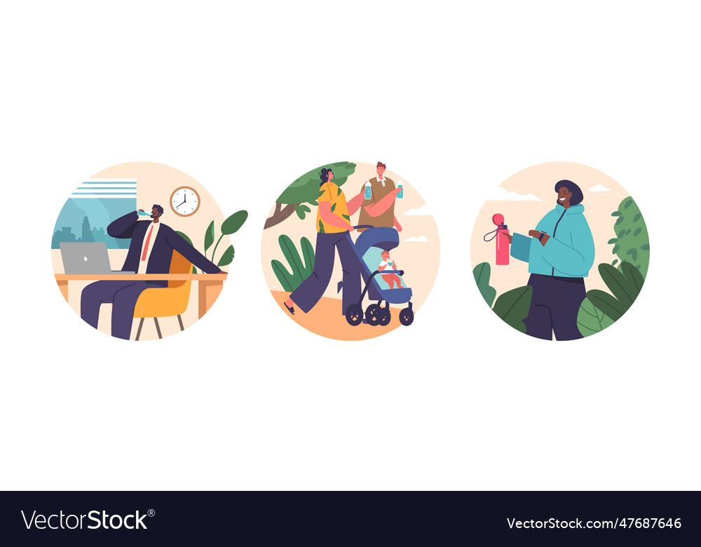Isolated round icons or avatars with characters vector image Isolated round icons or avatars with characters