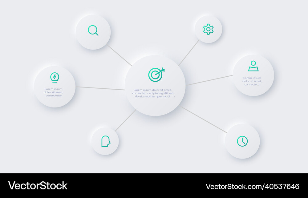 Neumorphic flow chart infographic creative Vector Image
