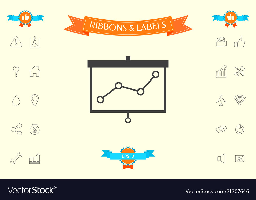 Projector screen with graph vector image Projector screen with graph