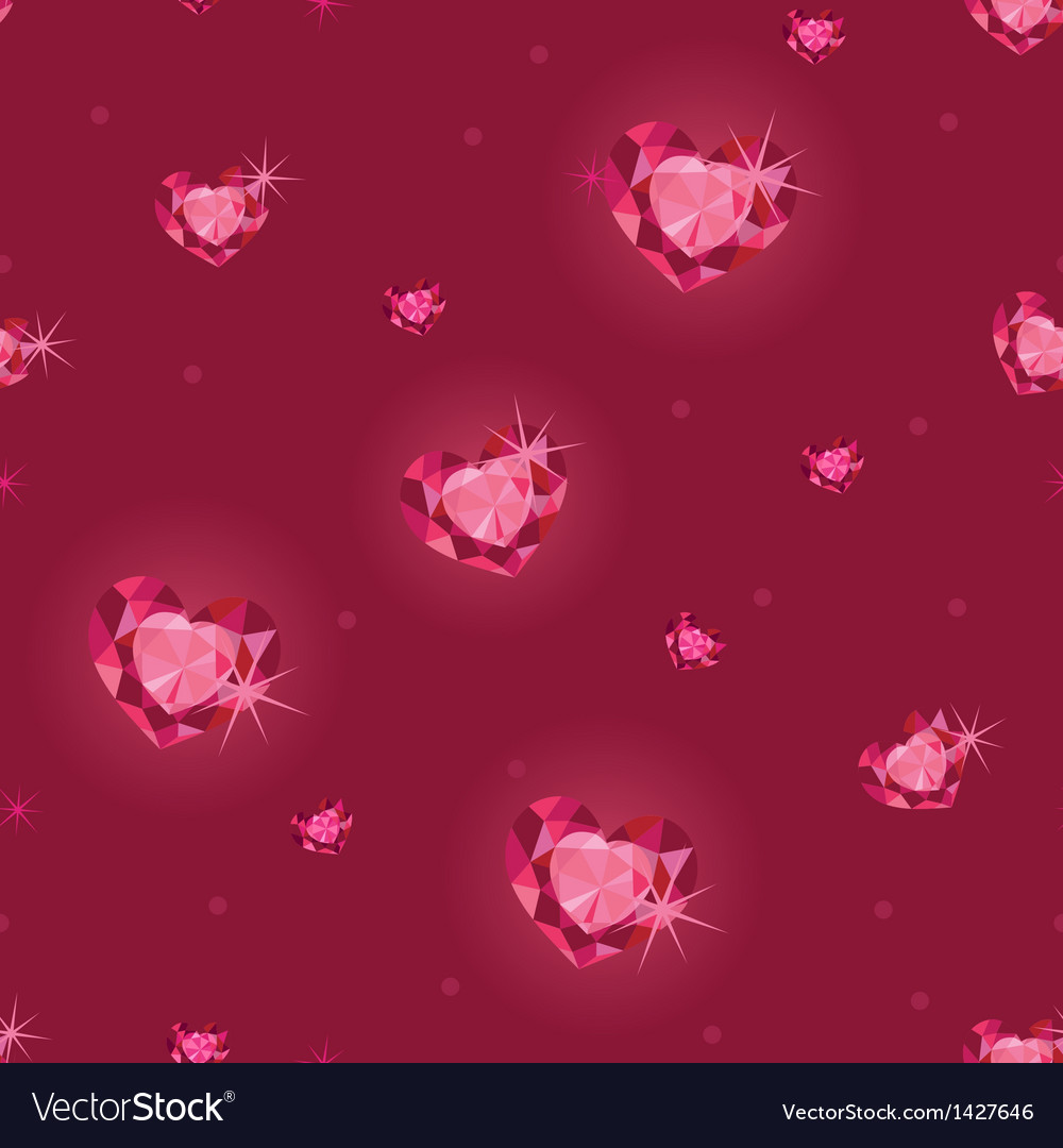 Ruby Heart Diamond Seamless Pattern