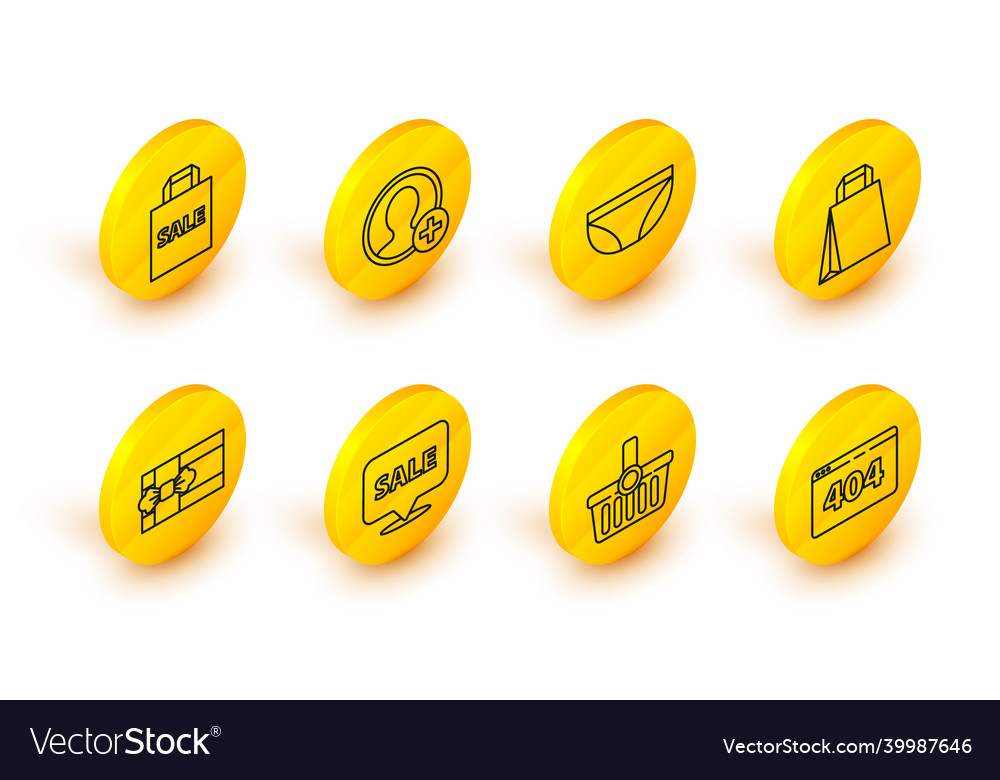 Set line page with a 404 error shopping basket Vector Image Set line page with a 404 error shopping basket