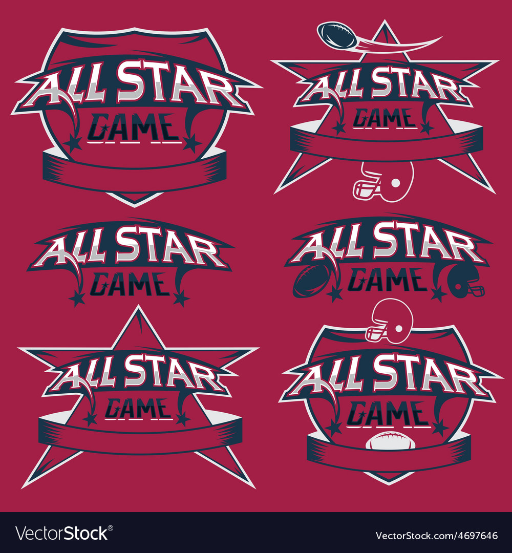 Set vintage sports all star crests Royalty Free Vector Image