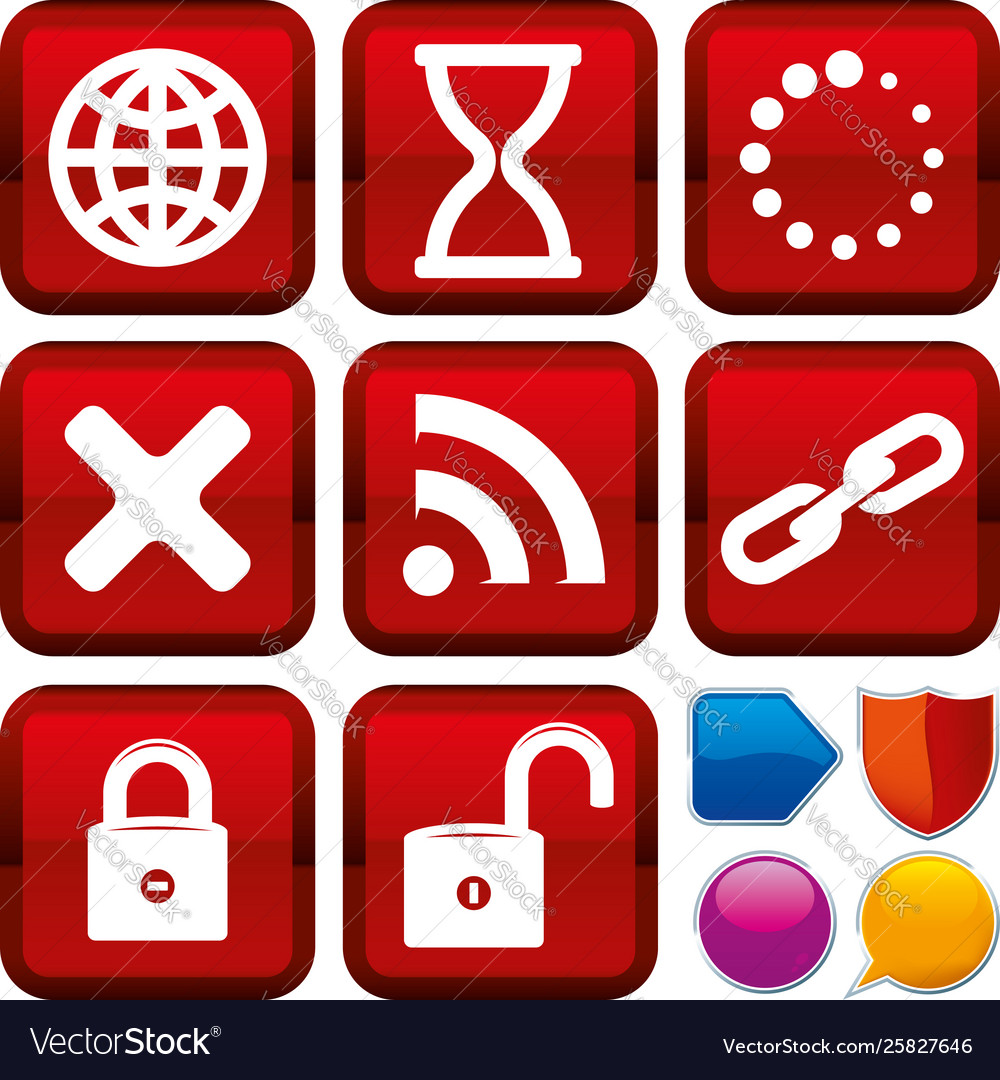 Set website icons on square buttons geometric