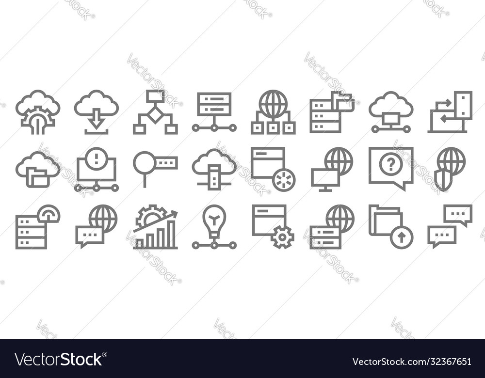 Big data line icons linear set quality vector image Big data line icons linear set quality
