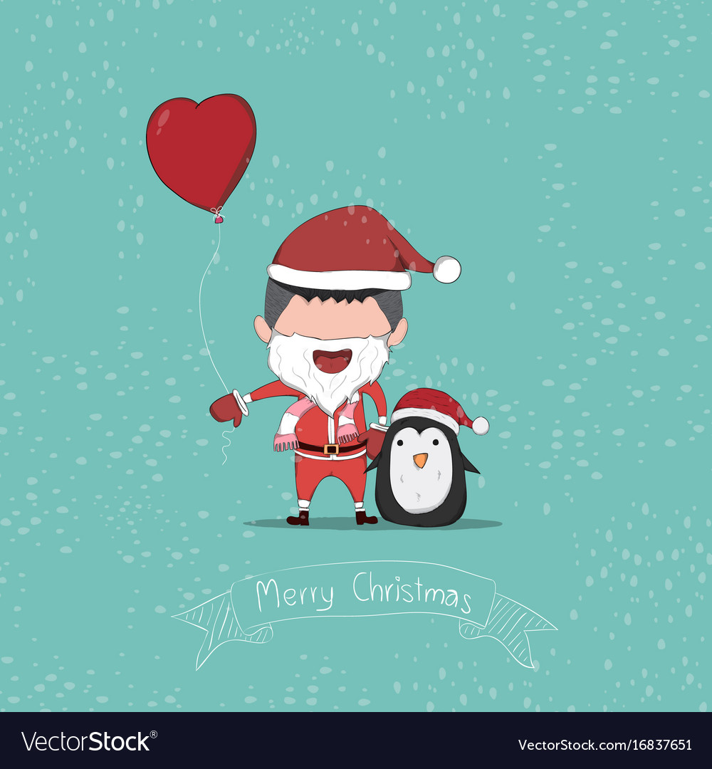 Junge und Pinguin niedliche Weihnachten Charakter Zeichnung