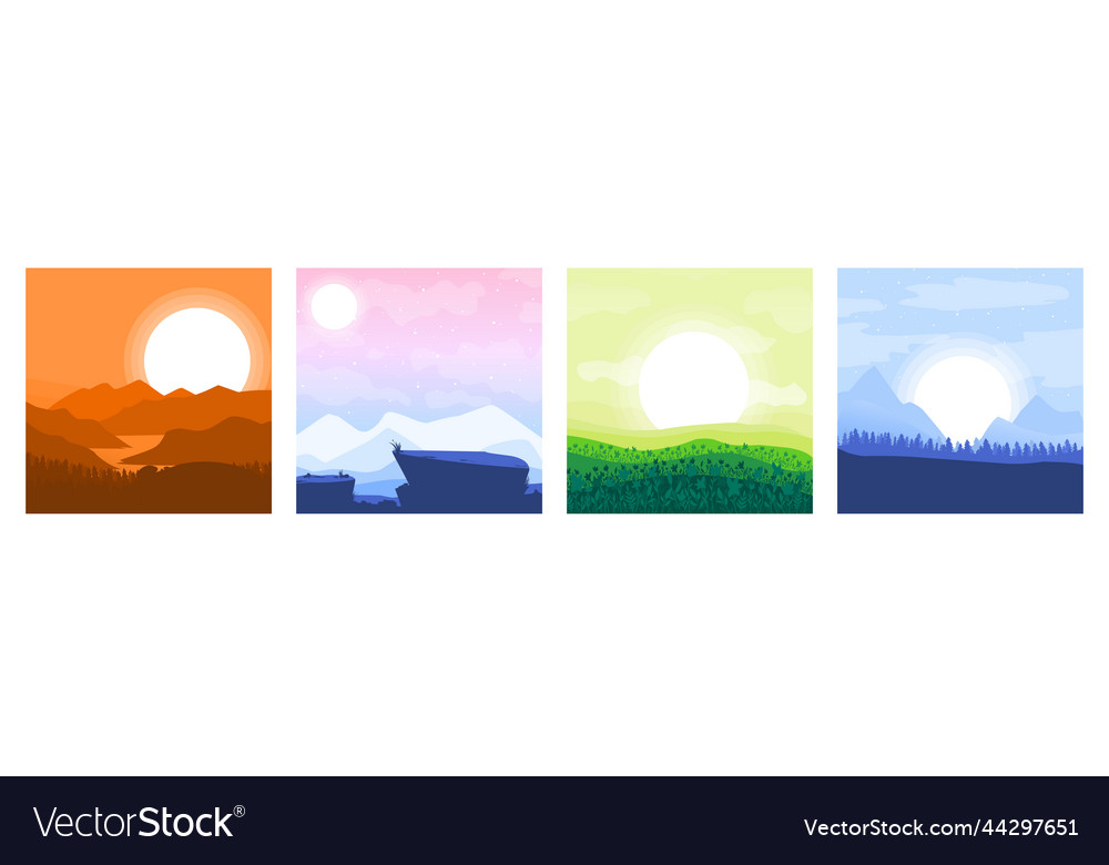 Collection nature background landscape Royalty Free Vector