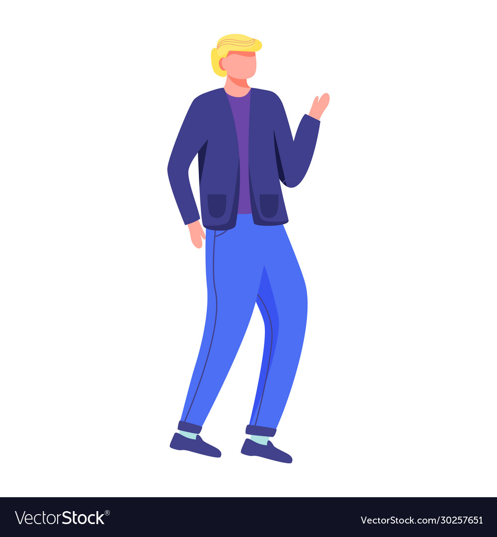 Dancing man flat happy cheerful boy party