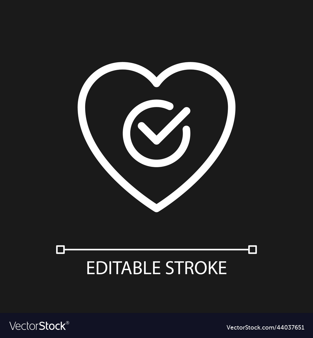 Heart checkup pixel perfect white linear ui icon vector image Heart checkup pixel perfect white linear ui icon