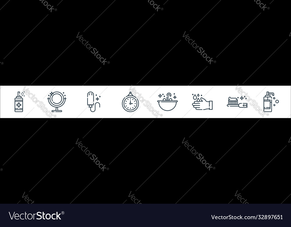 Hygiene routine line icons linear set quality vector image Hygiene routine line icons linear set quality