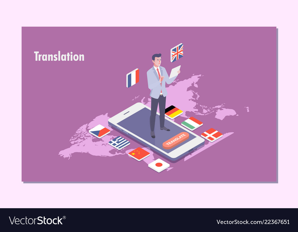 Multi Language Translator App Isometric