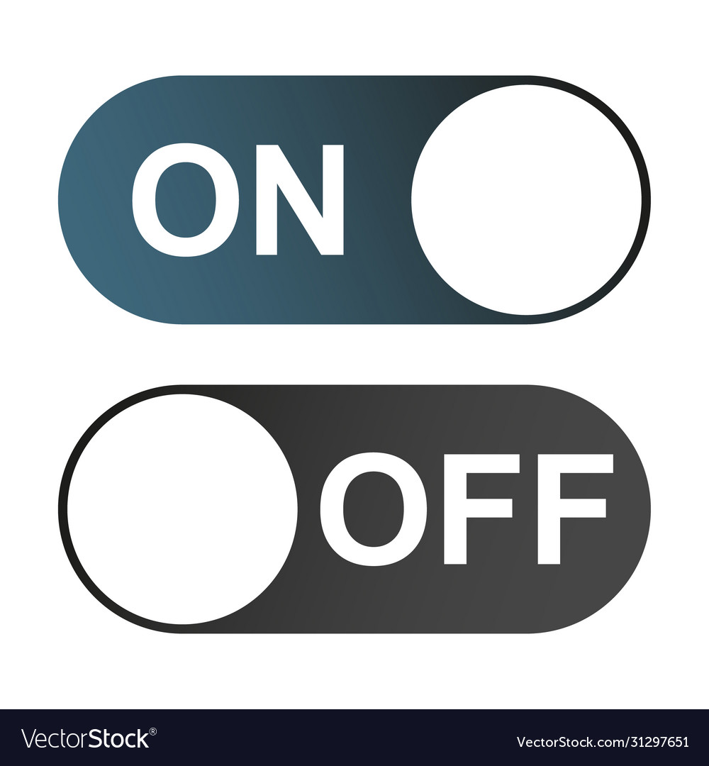 On and off switch color buttons isolated white vector image On and off switch color buttons isolated white