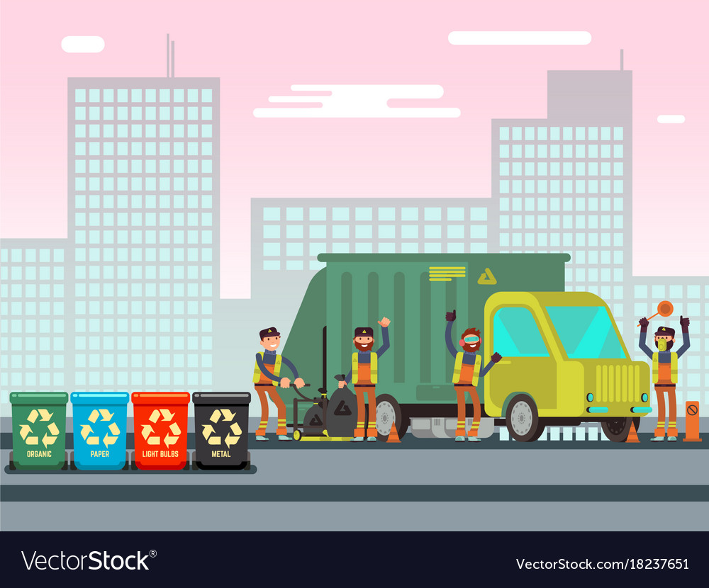 Recycle waste bins with different types Royalty Free Vector