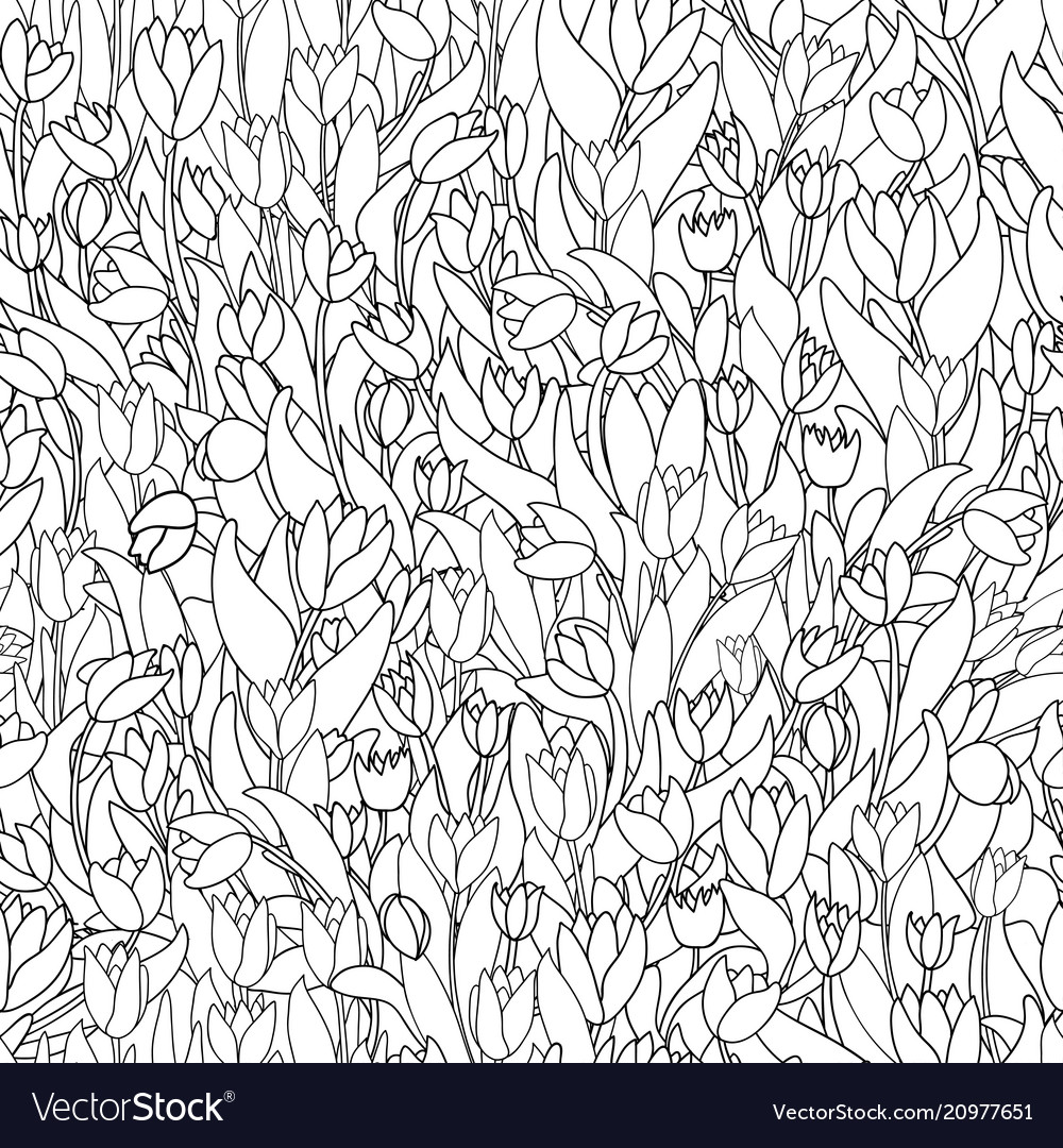 Seamless pattern with cute cartoon flowers