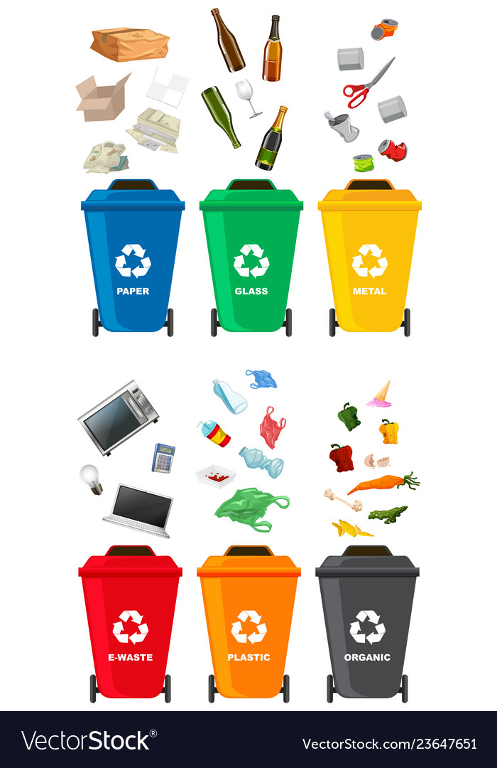 Set of different trash can Royalty Free Vector Image