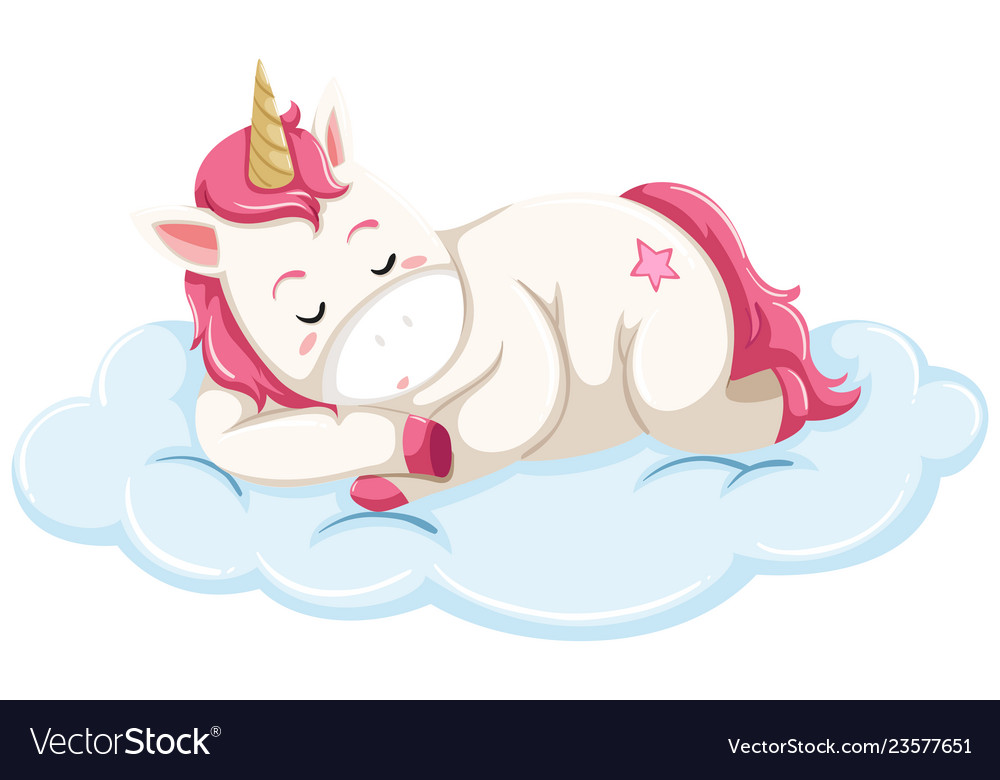 Unicorn sleeping on cloud