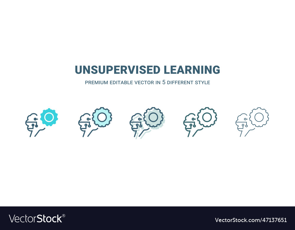 Unsupervised learning icon in 5 different style