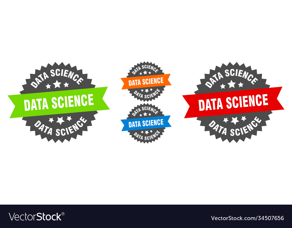 Data science sign round ribbon label set seal