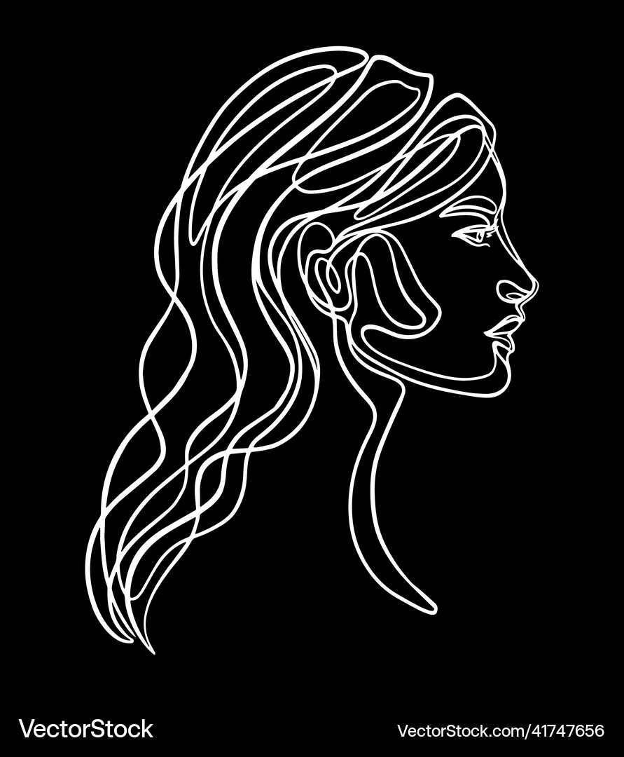 Female line art portrait Royalty Free Vector Image