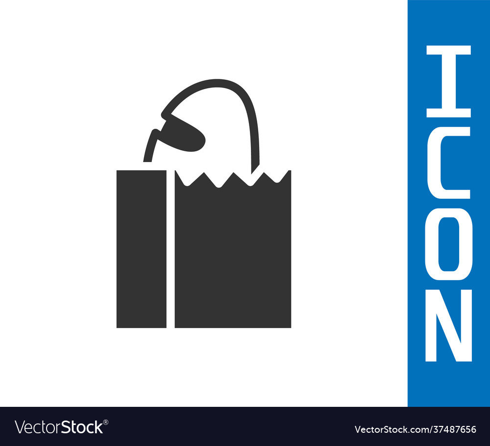 Grey paper bag with bread loaf icon isolated