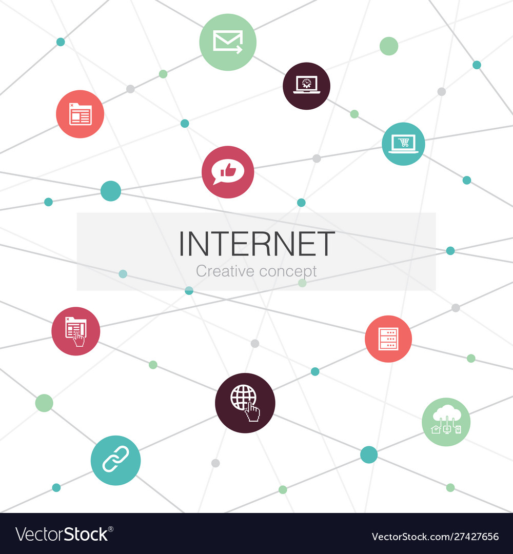 Internet trendy web template with simple icons