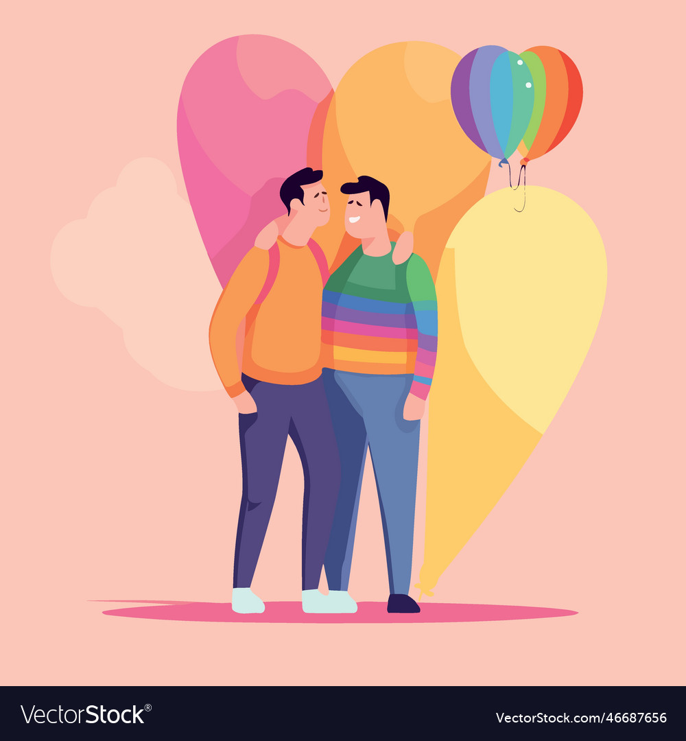 Lgbt pride day and month gay men couple Royalty Free Vector