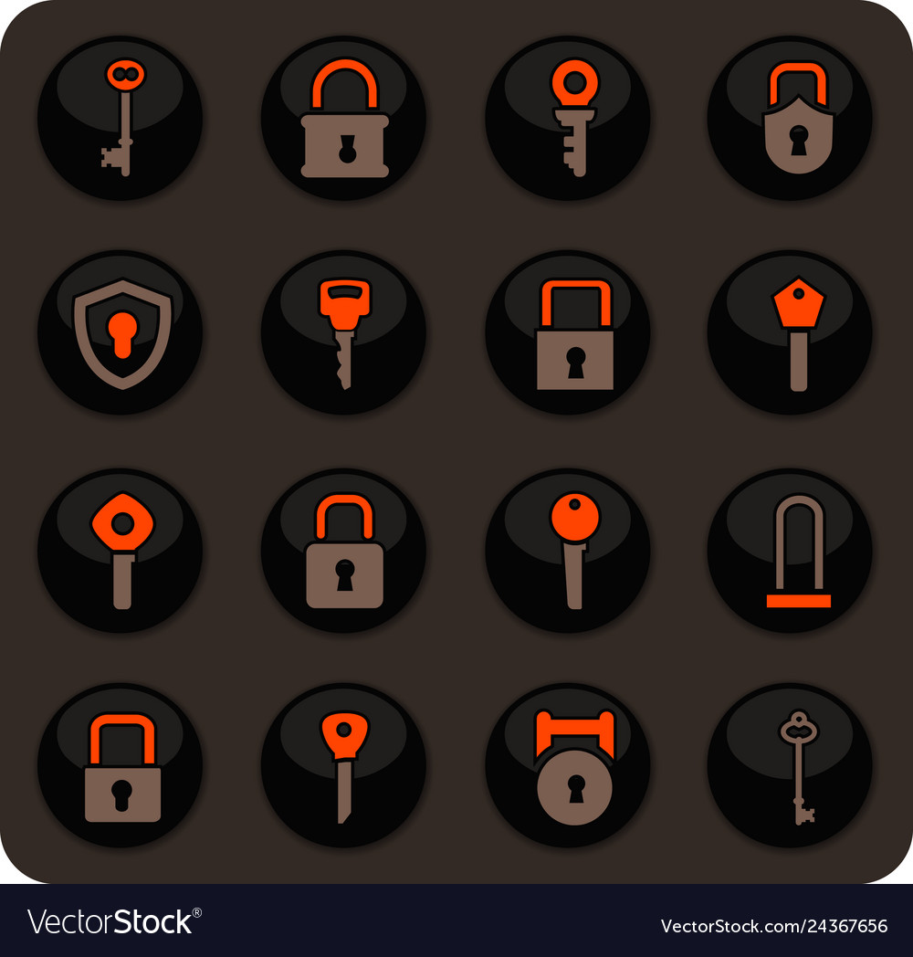 Lock and key icons set