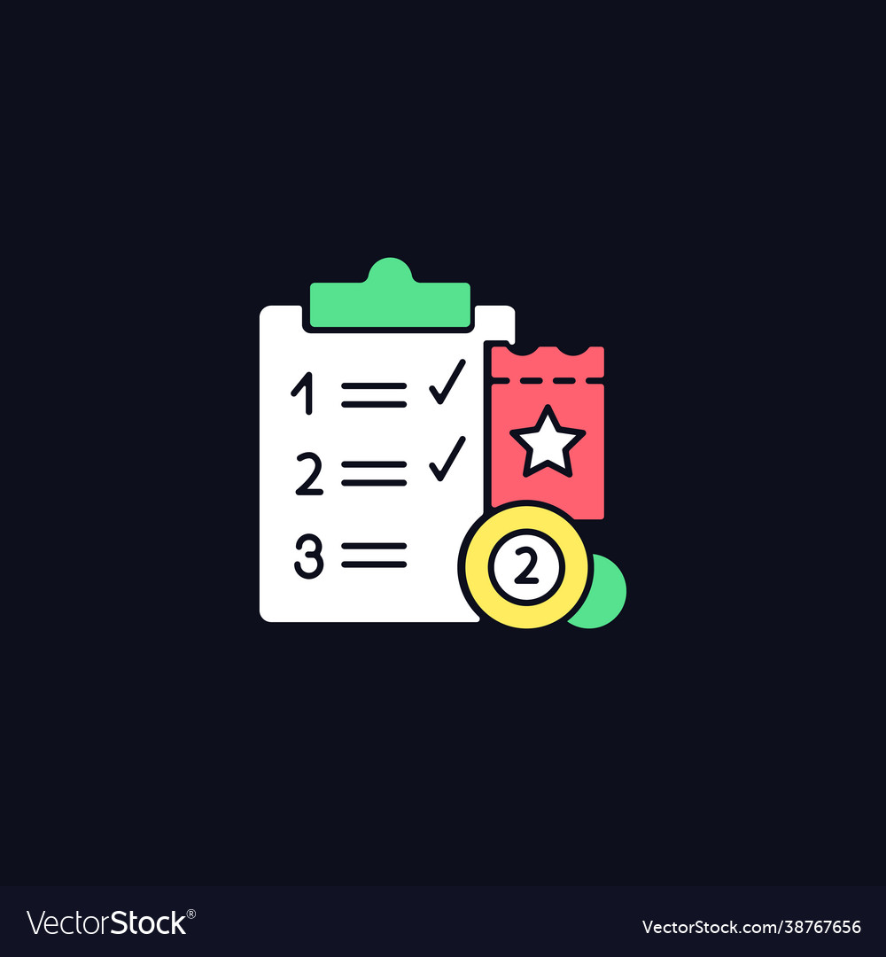 Lottery session program rgb color icon for dark vector image Lottery session program rgb color icon for dark