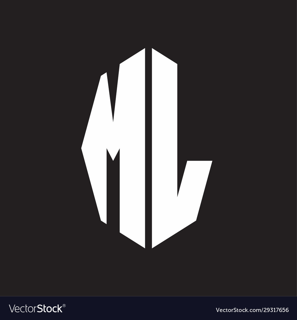 Ml logo monogram with octagonal ribbon style