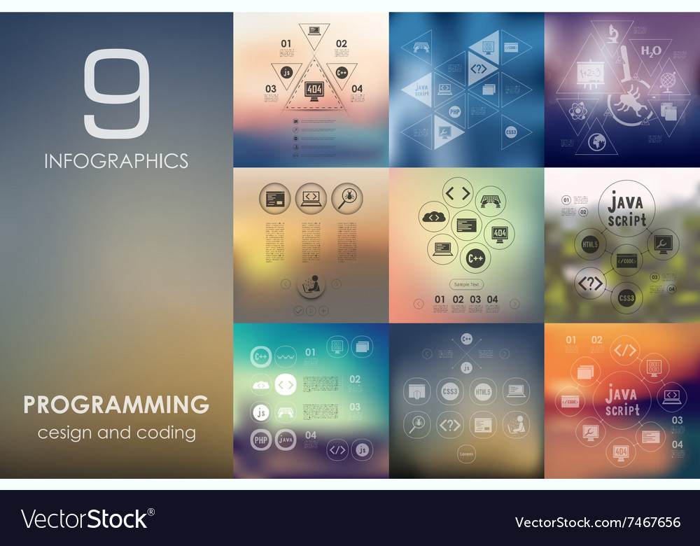 Programming infographic with unfocused background