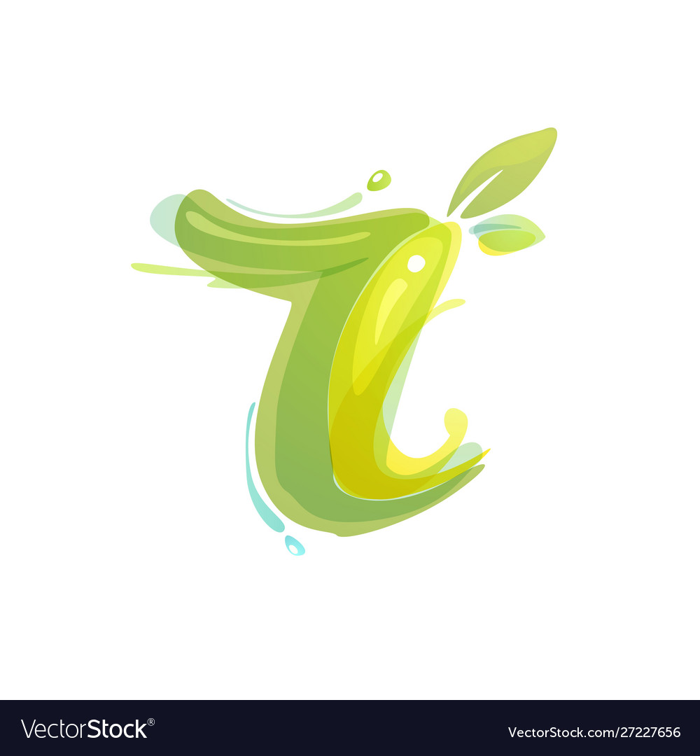 R letter eco logo formed watercolor splashes