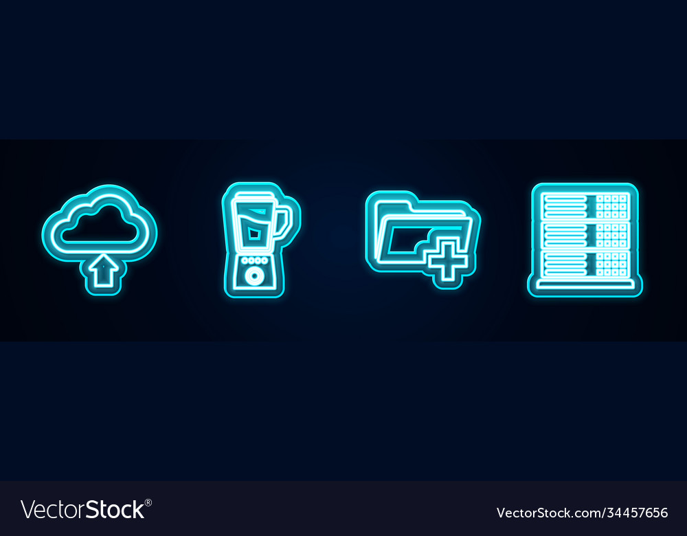 Set line cloud upload blender add new folder vector image Set line cloud upload blender add new folder