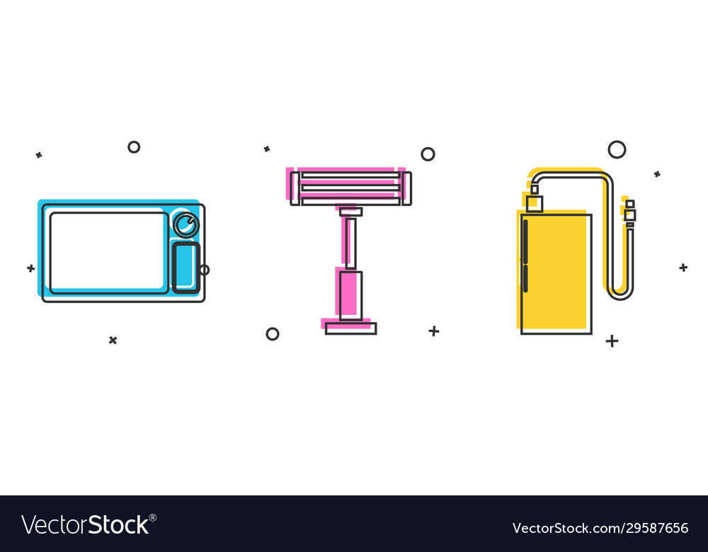 Set Microwave Oven Electric Heater And Vector Image Set Microwave Oven Electric Heater And